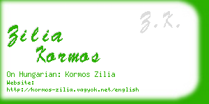 zilia kormos business card